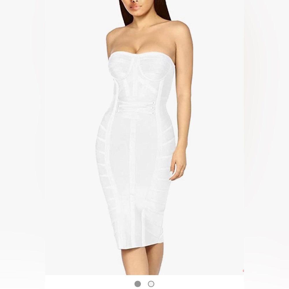 Body on white bandage dress